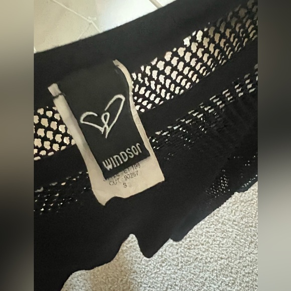 Windsor Black Mesh Top with Built-In Cropped Cami - Picture 3 of 6